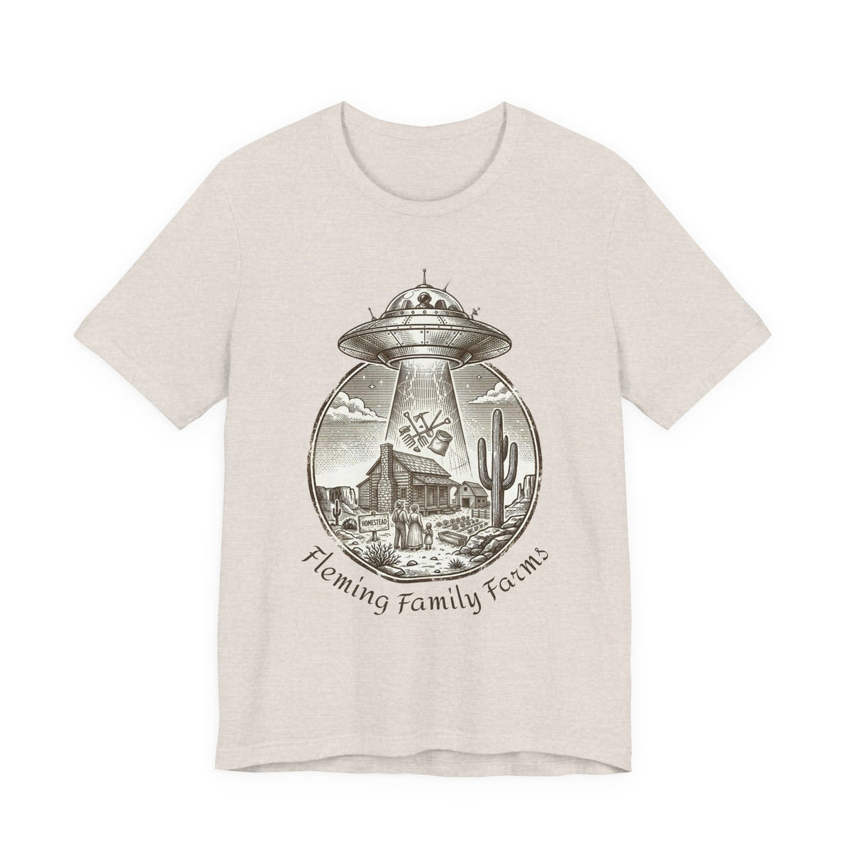 Desert UFO Abduction Tee | Retro Southwestern Alien, Vintage Sci‑Fi Graphic