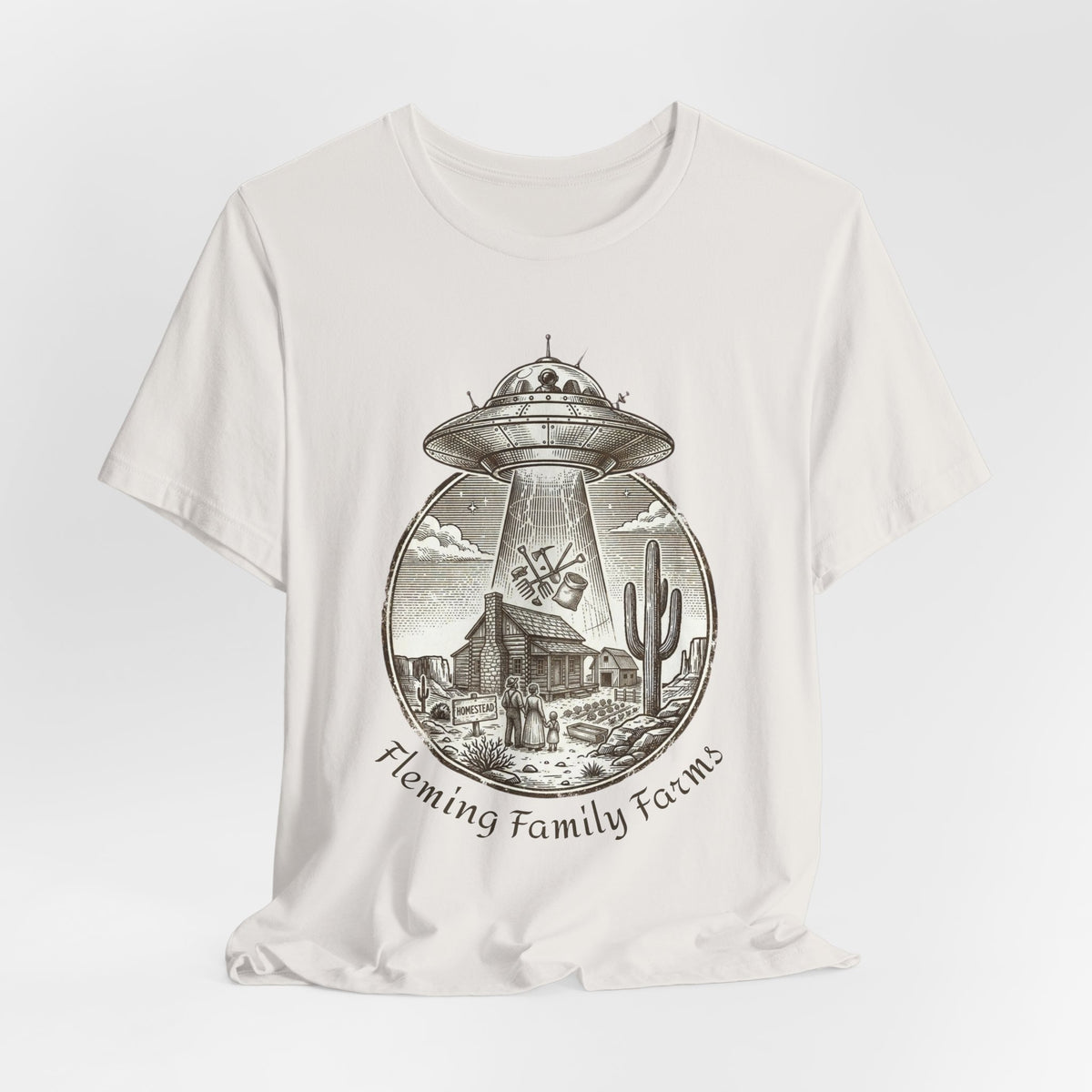 Desert UFO Abduction Tee | Retro Southwestern Alien, Vintage Sci‑Fi Graphic