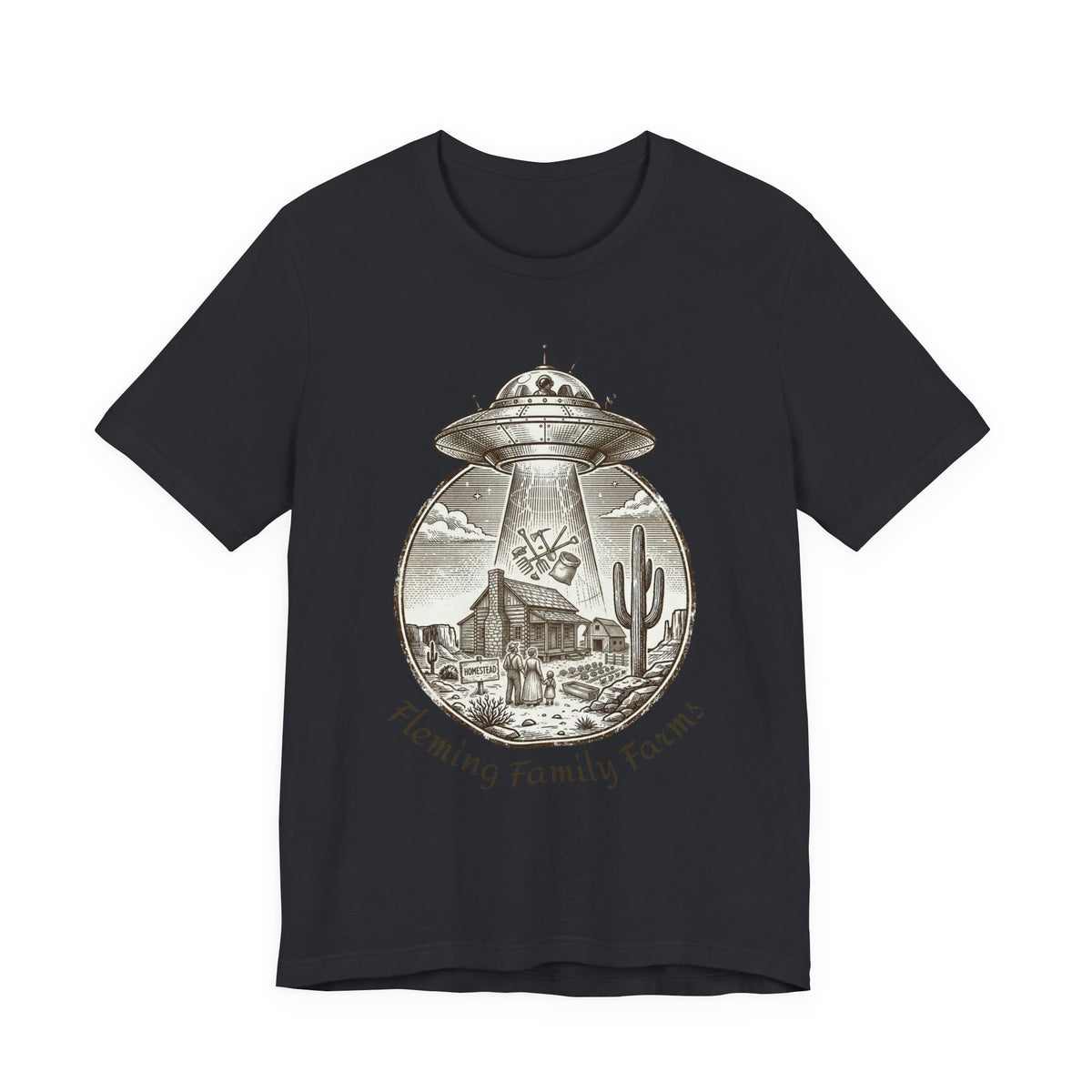 Desert UFO Abduction Tee | Retro Southwestern Alien, Vintage Sci‑Fi Graphic