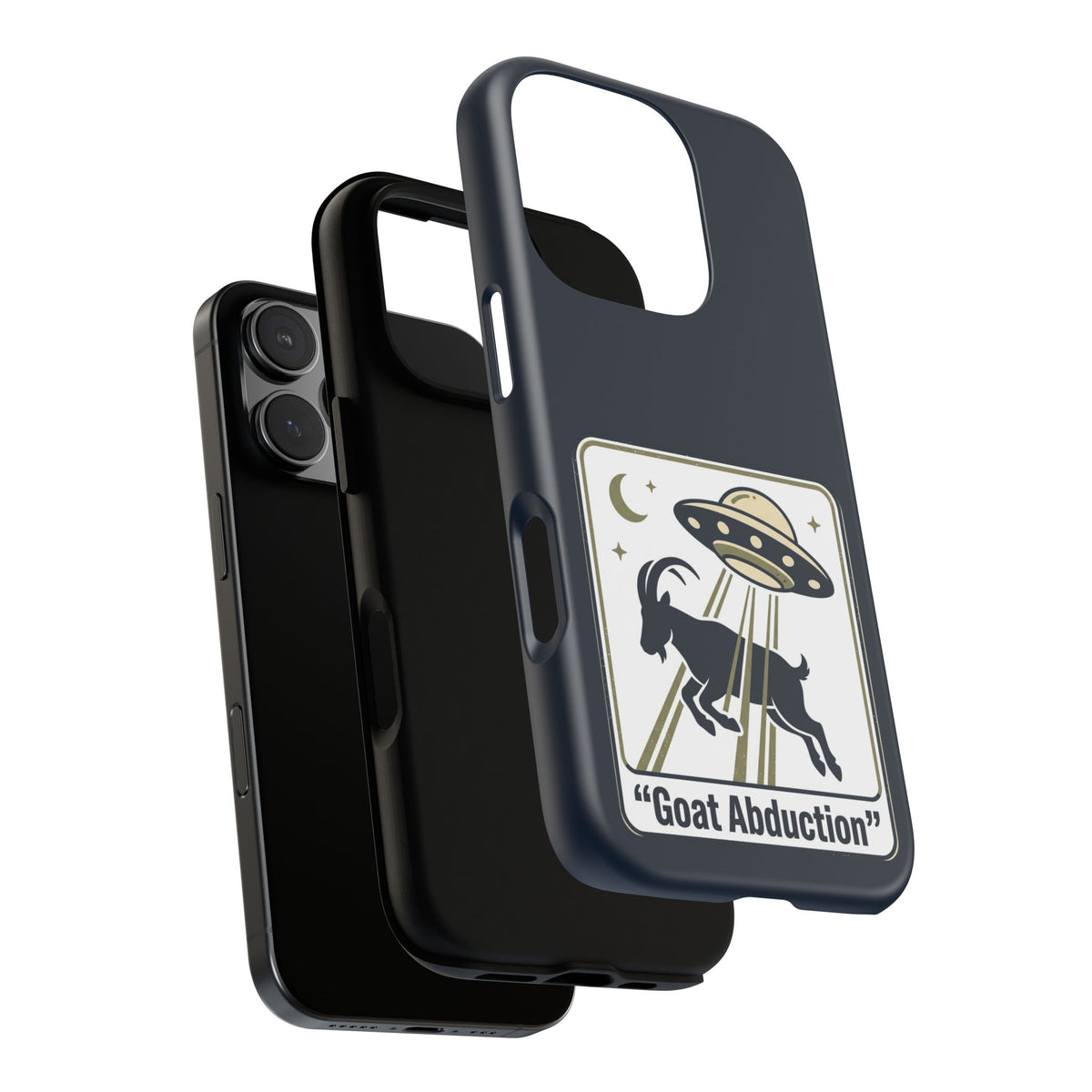 Goat Abduction Phone Case – Funny UFO Alien Goat Design, Novelty iPhone Cover