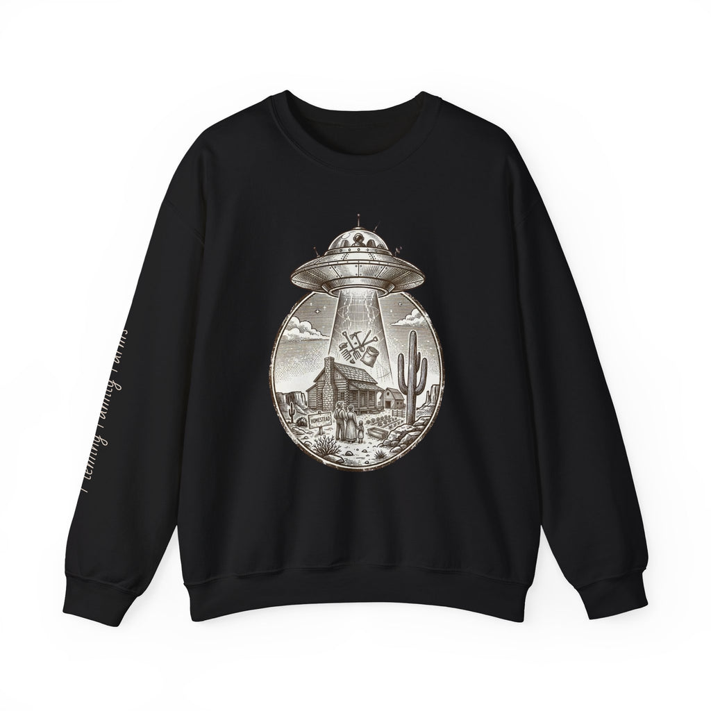 Desert UFO Abduction Crewneck Sweatshirt | Retro Southwestern Alien Graphic
