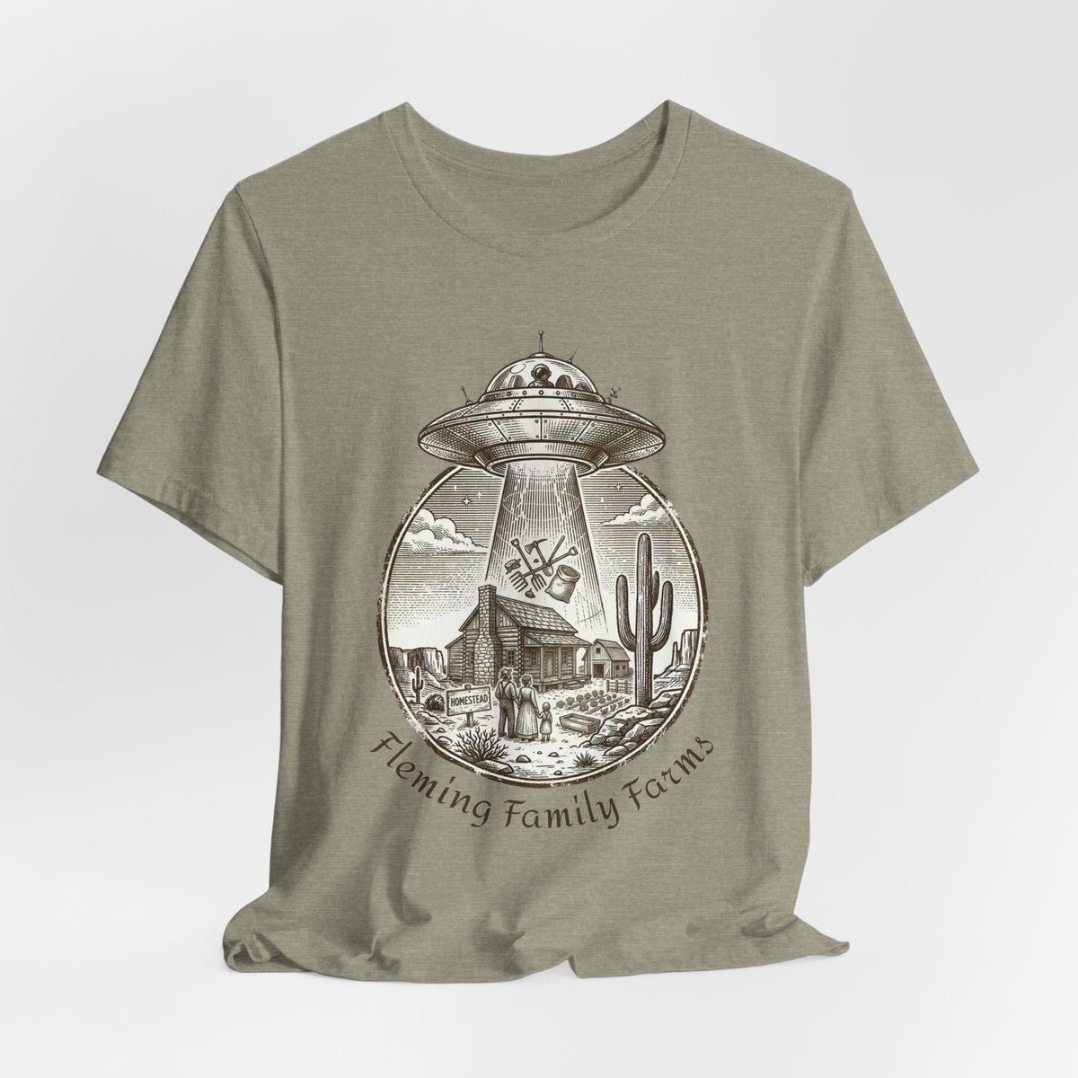 Desert UFO Abduction Tee | Retro Southwestern Alien, Vintage Sci‑Fi Graphic