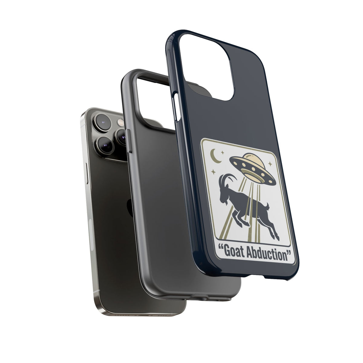 Goat Abduction Phone Case – Funny UFO Alien Goat Design, Novelty iPhone Cover