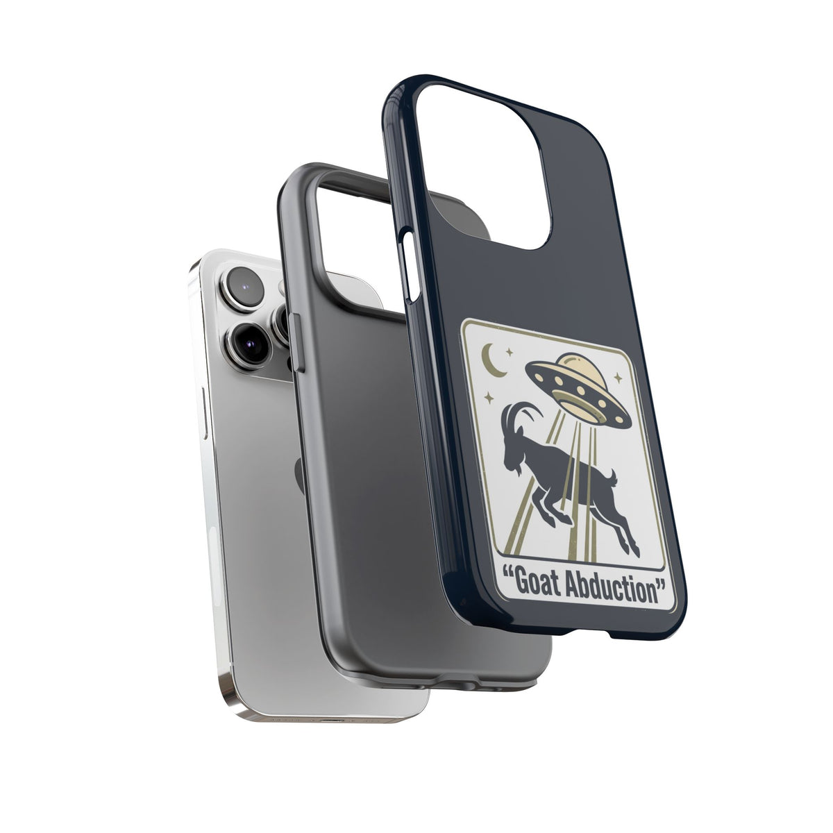 Goat Abduction Phone Case – Funny UFO Alien Goat Design, Novelty iPhone Cover