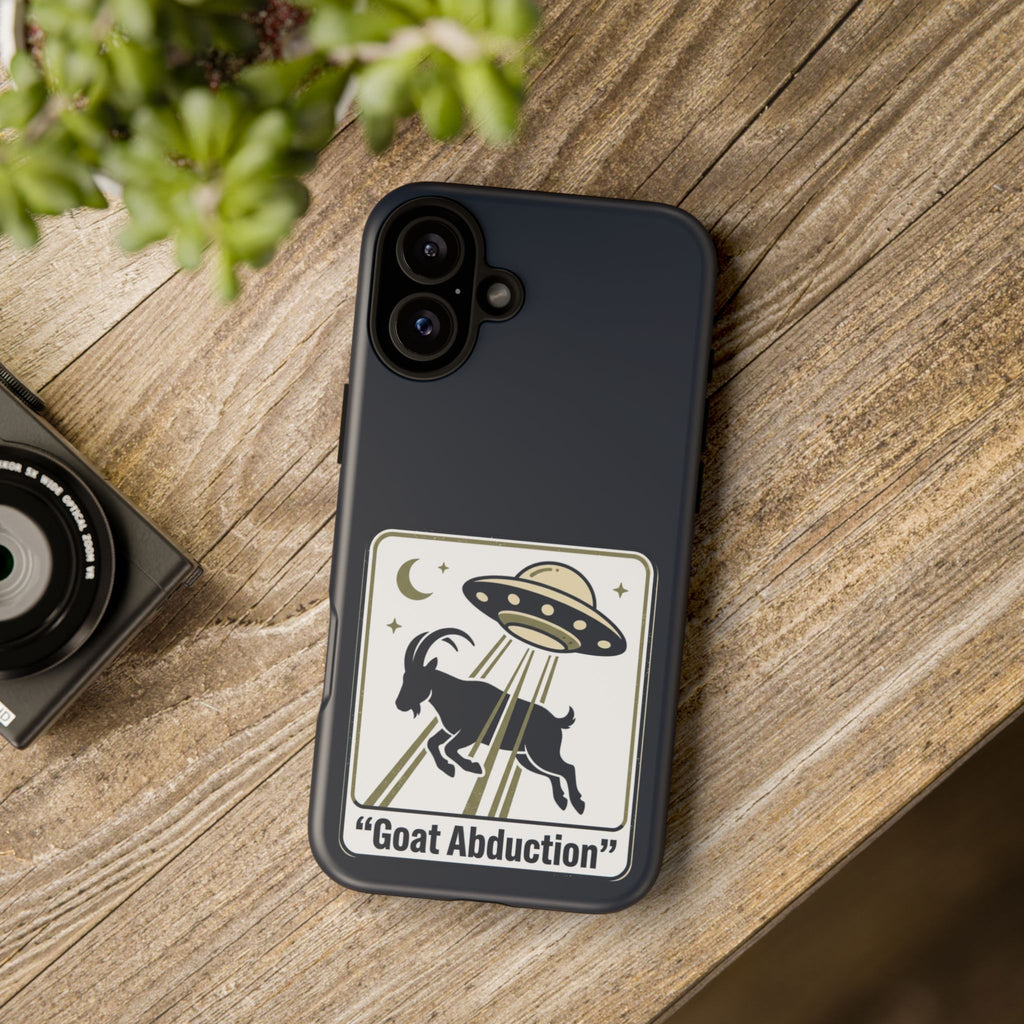 Goat Abduction Phone Case – Funny UFO Alien Goat Design, Novelty iPhone Cover