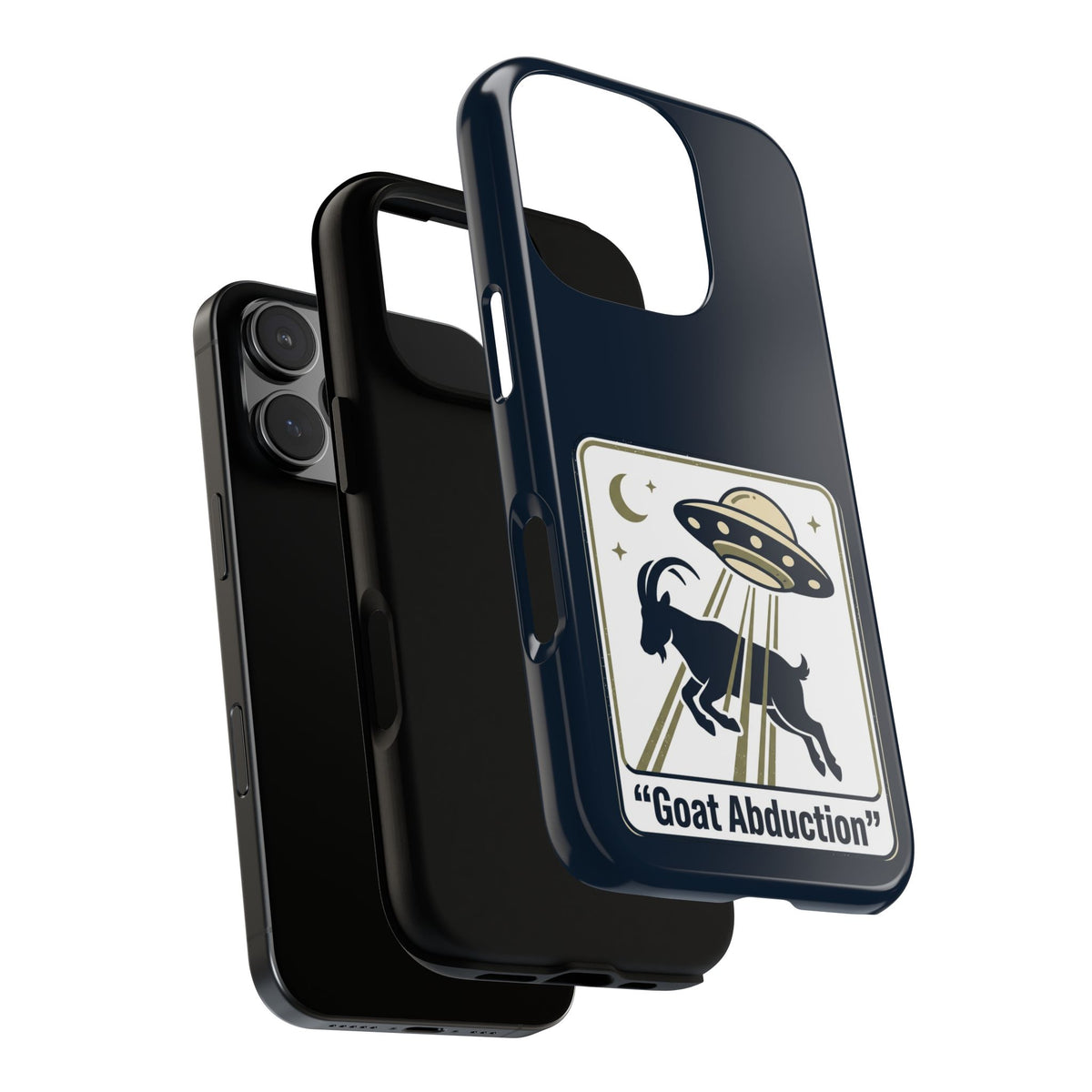 Goat Abduction Phone Case – Funny UFO Alien Goat Design, Novelty iPhone Cover