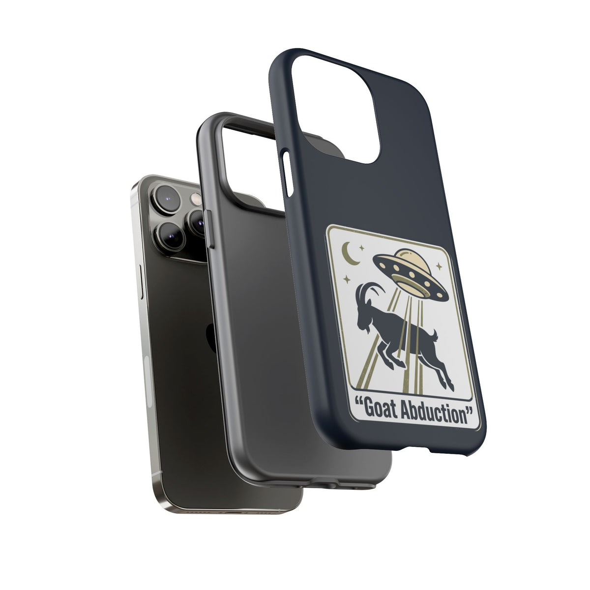 Goat Abduction Phone Case – Funny UFO Alien Goat Design, Novelty iPhone Cover