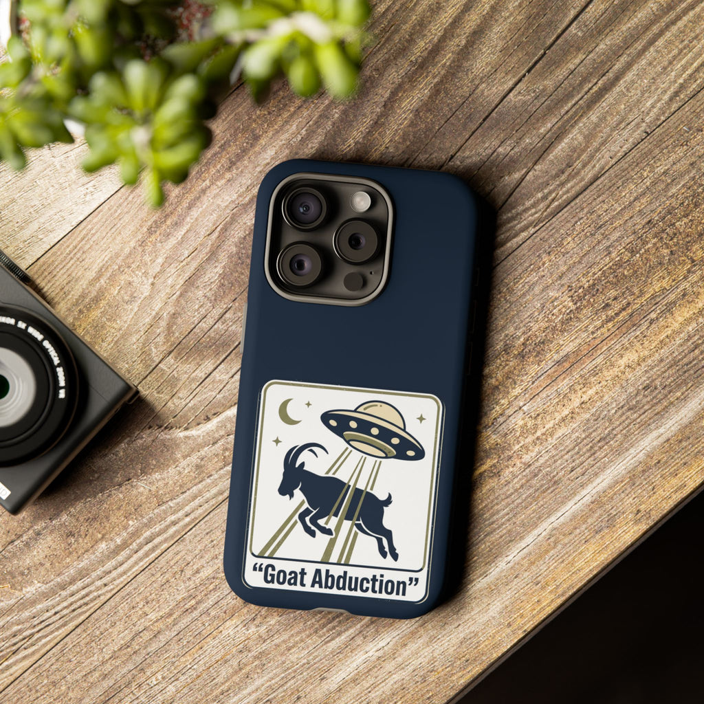 Goat Abduction Phone Case – Funny UFO Alien Goat Design, Novelty iPhone Cover