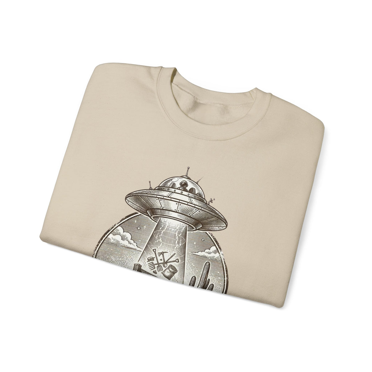 Desert UFO Abduction Crewneck Sweatshirt | Retro Southwestern Alien Graphic