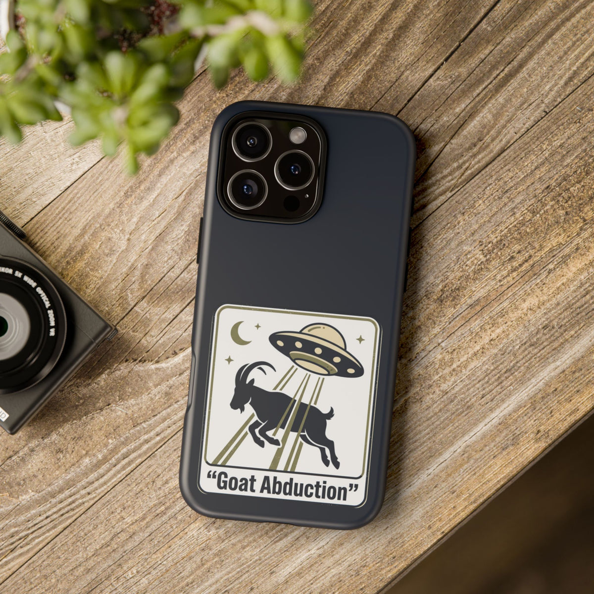 Goat Abduction Phone Case – Funny UFO Alien Goat Design, Novelty iPhone Cover