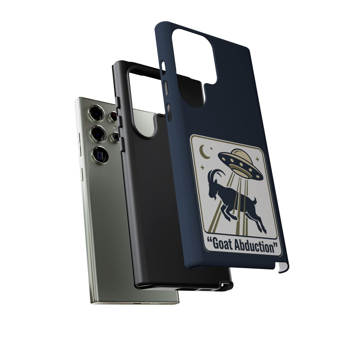 Goat Abduction Phone Case – Funny UFO Alien Goat Design, Novelty iPhone Cover