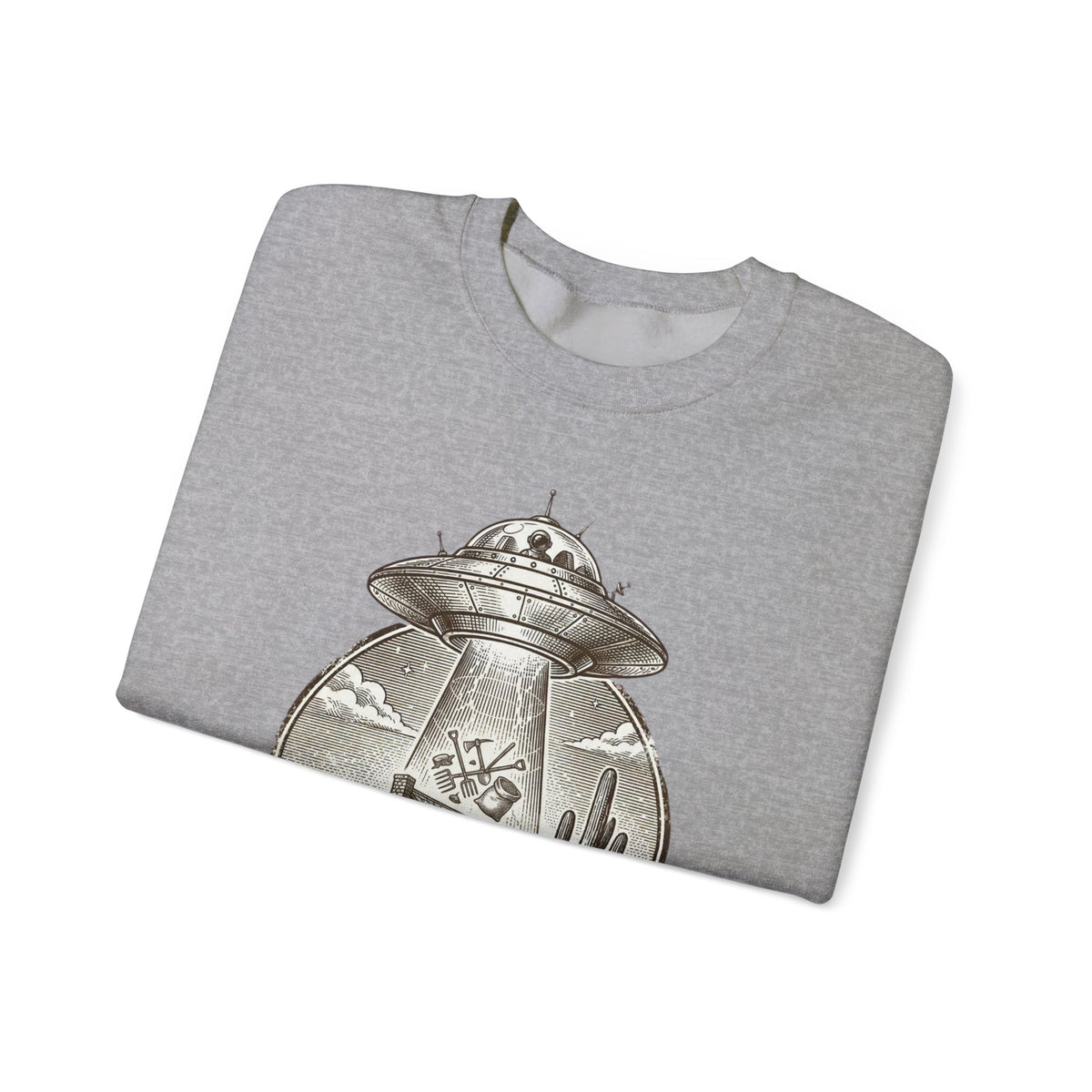 Desert UFO Abduction Crewneck Sweatshirt | Retro Southwestern Alien Graphic