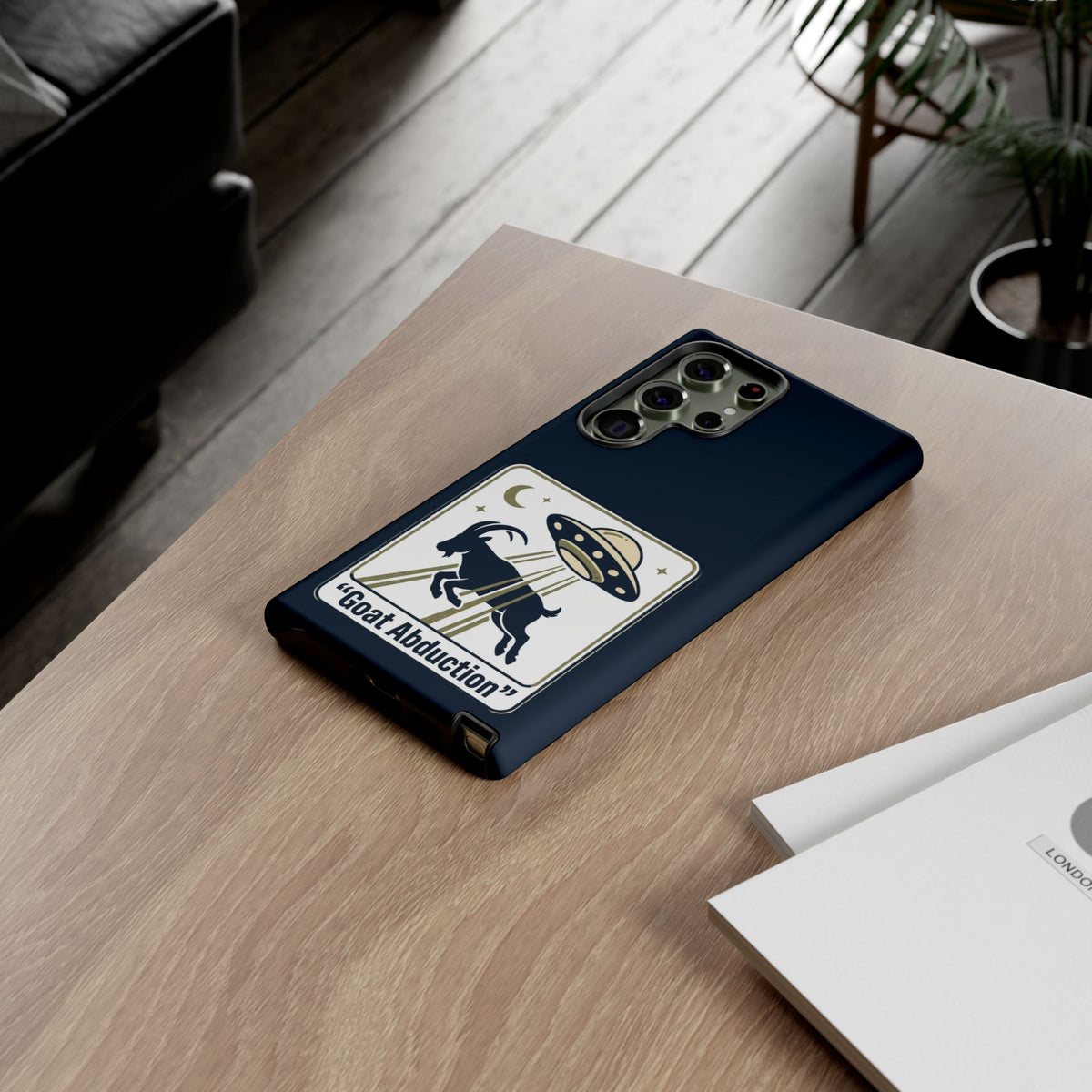 Goat Abduction Phone Case – Funny UFO Alien Goat Design, Novelty iPhone Cover
