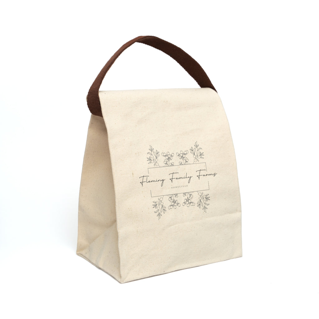 Floral Family Farms Canvas Lunch Bag with Strap — Insulated Eco Tote for Work & School