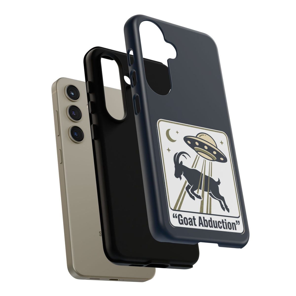 Goat Abduction Phone Case – Funny UFO Alien Goat Design, Novelty iPhone Cover
