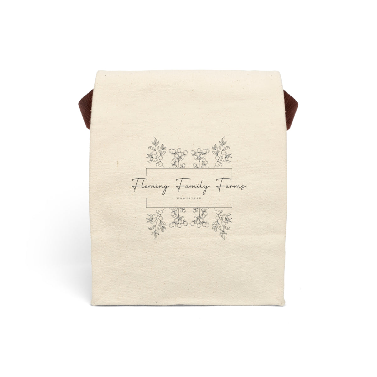 Floral Family Farms Canvas Lunch Bag with Strap — Insulated Eco Tote for Work & School