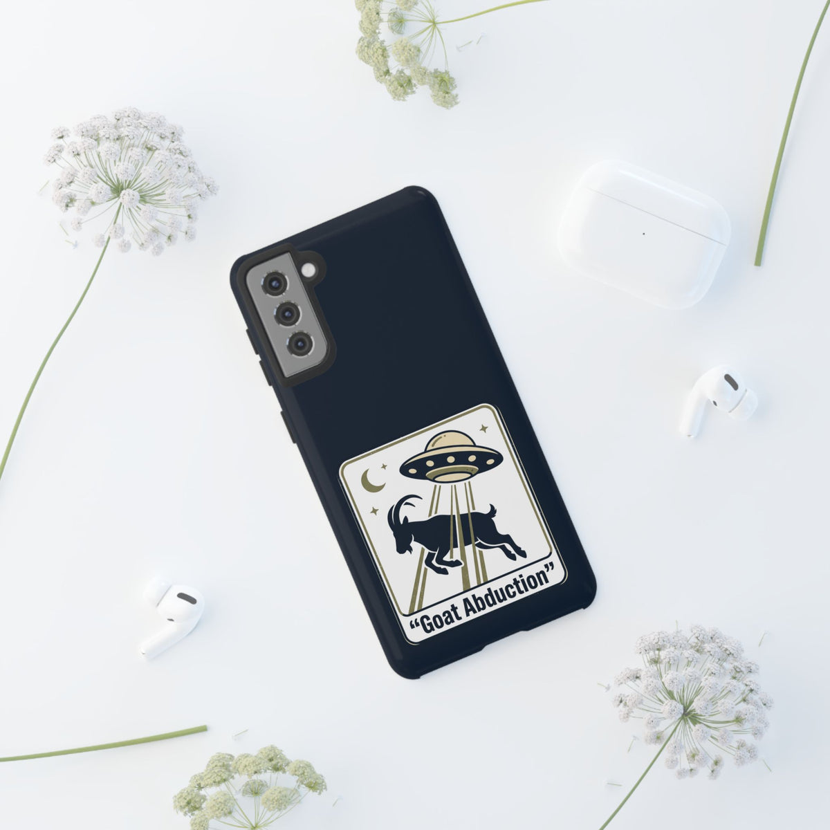 Goat Abduction Phone Case – Funny UFO Alien Goat Design, Novelty iPhone Cover