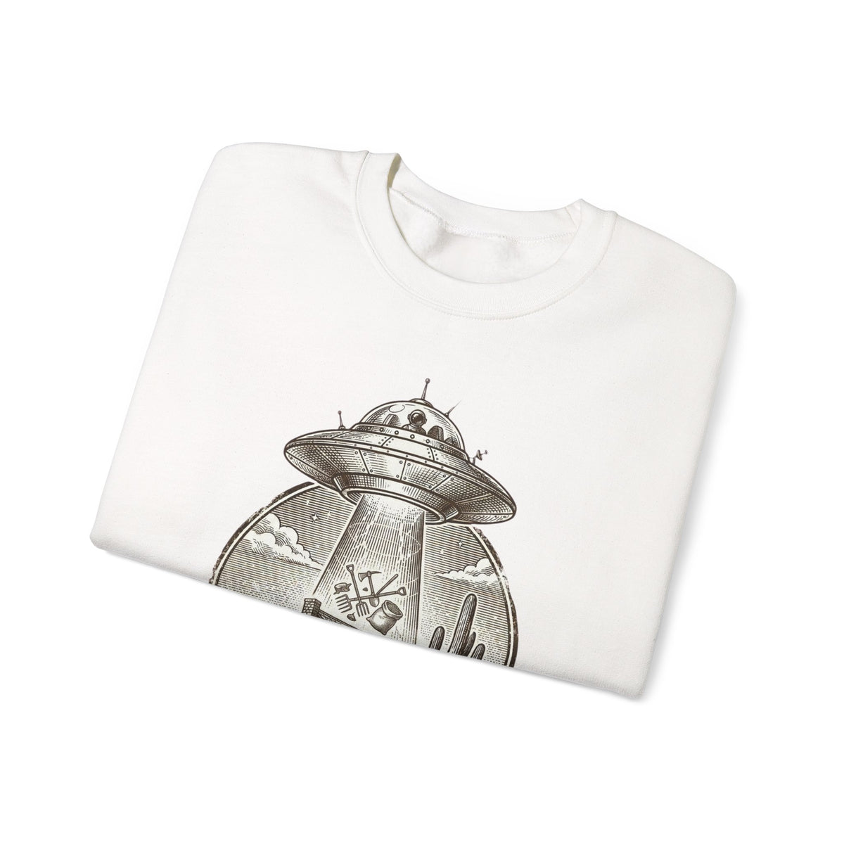 Desert UFO Abduction Crewneck Sweatshirt | Retro Southwestern Alien Graphic