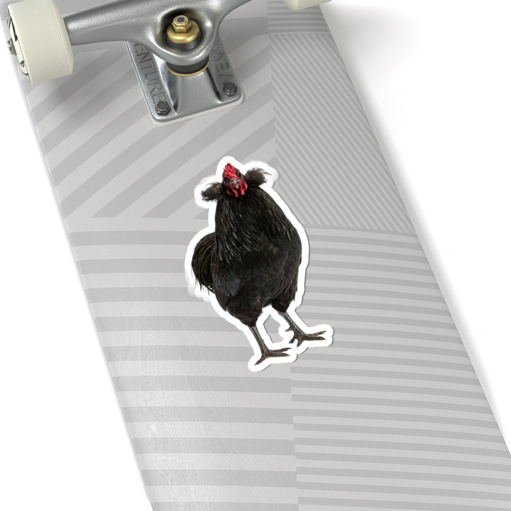 Black Chicken Sticker — Realistic Hen Kiss-Cut Vinyl Decal for Laptops & Water Bottles