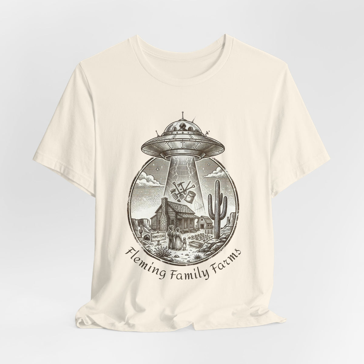 Desert UFO Abduction Tee | Retro Southwestern Alien, Vintage Sci‑Fi Graphic