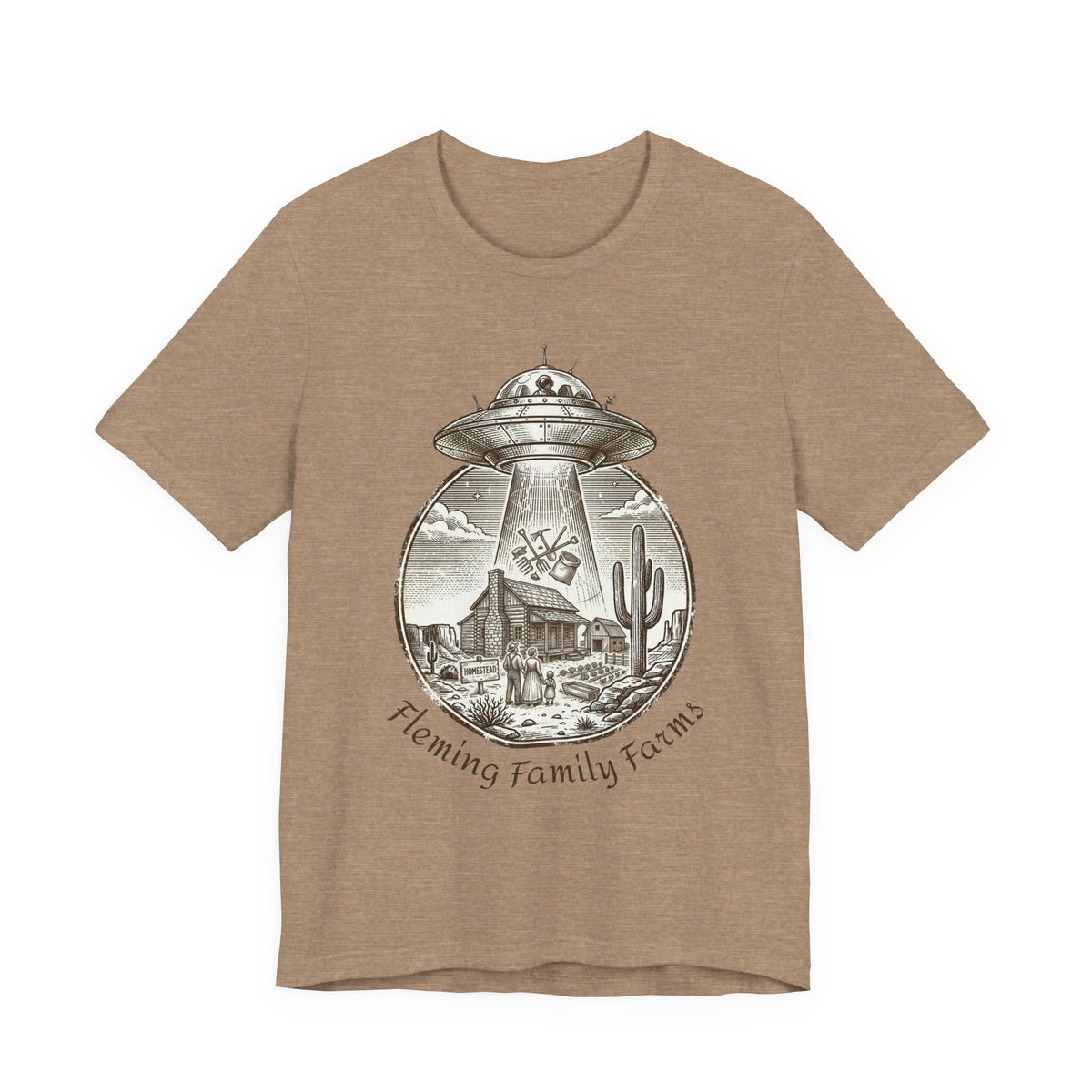 Desert UFO Abduction Tee | Retro Southwestern Alien, Vintage Sci‑Fi Graphic