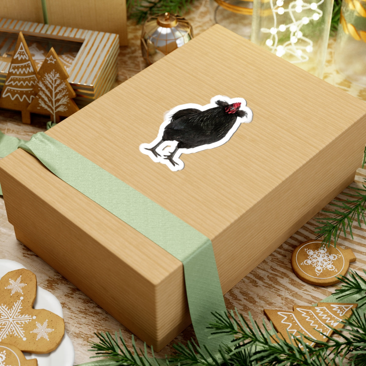 Black Chicken Sticker — Realistic Hen Kiss-Cut Vinyl Decal for Laptops & Water Bottles