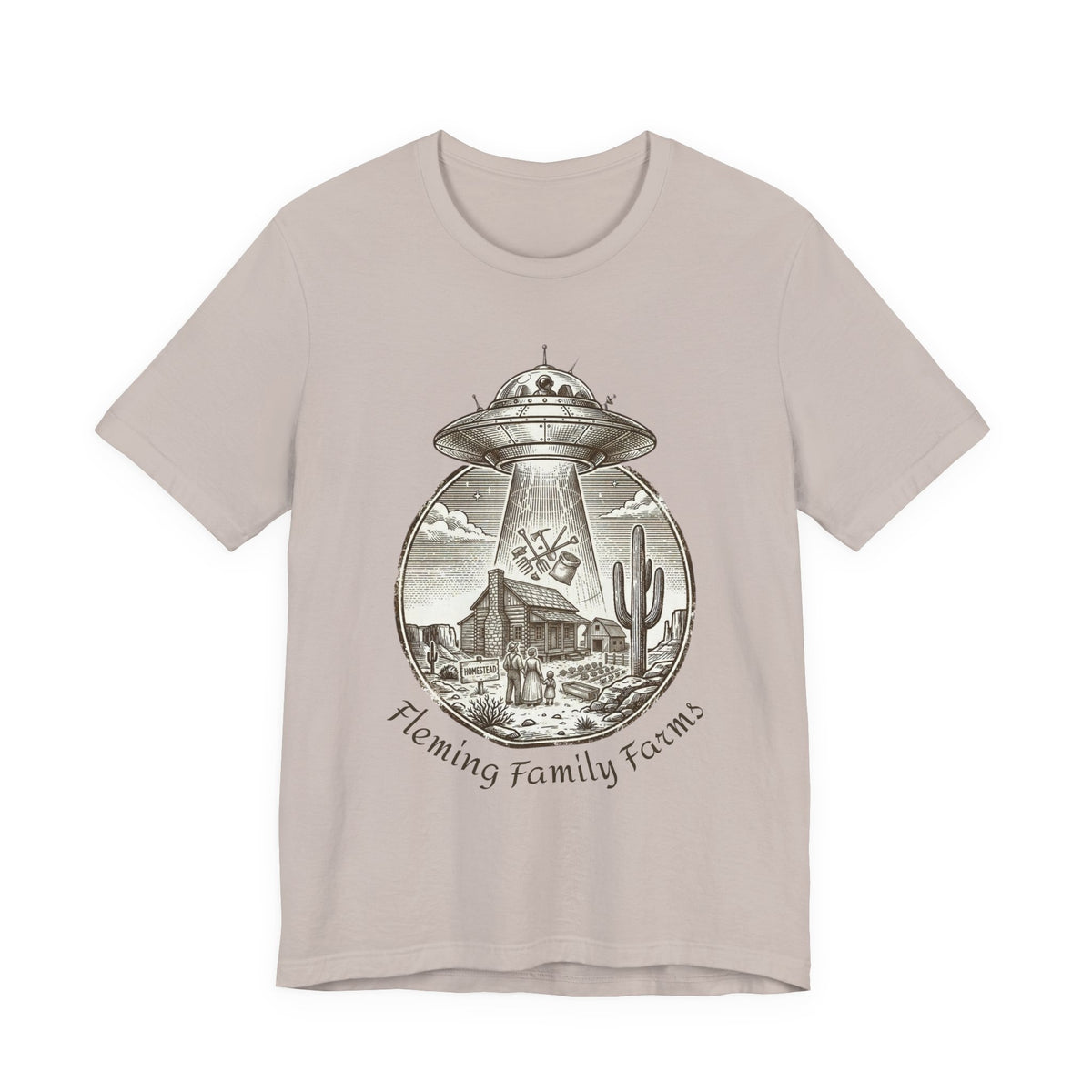 Desert UFO Abduction Tee | Retro Southwestern Alien, Vintage Sci‑Fi Graphic