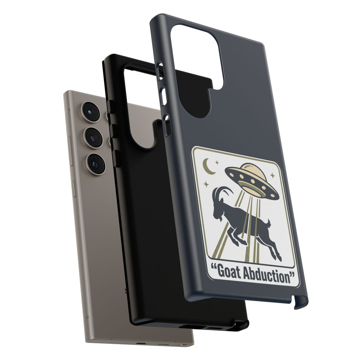 Goat Abduction Phone Case – Funny UFO Alien Goat Design, Novelty iPhone Cover