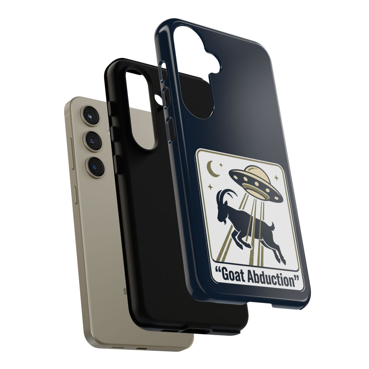 Goat Abduction Phone Case – Funny UFO Alien Goat Design, Novelty iPhone Cover