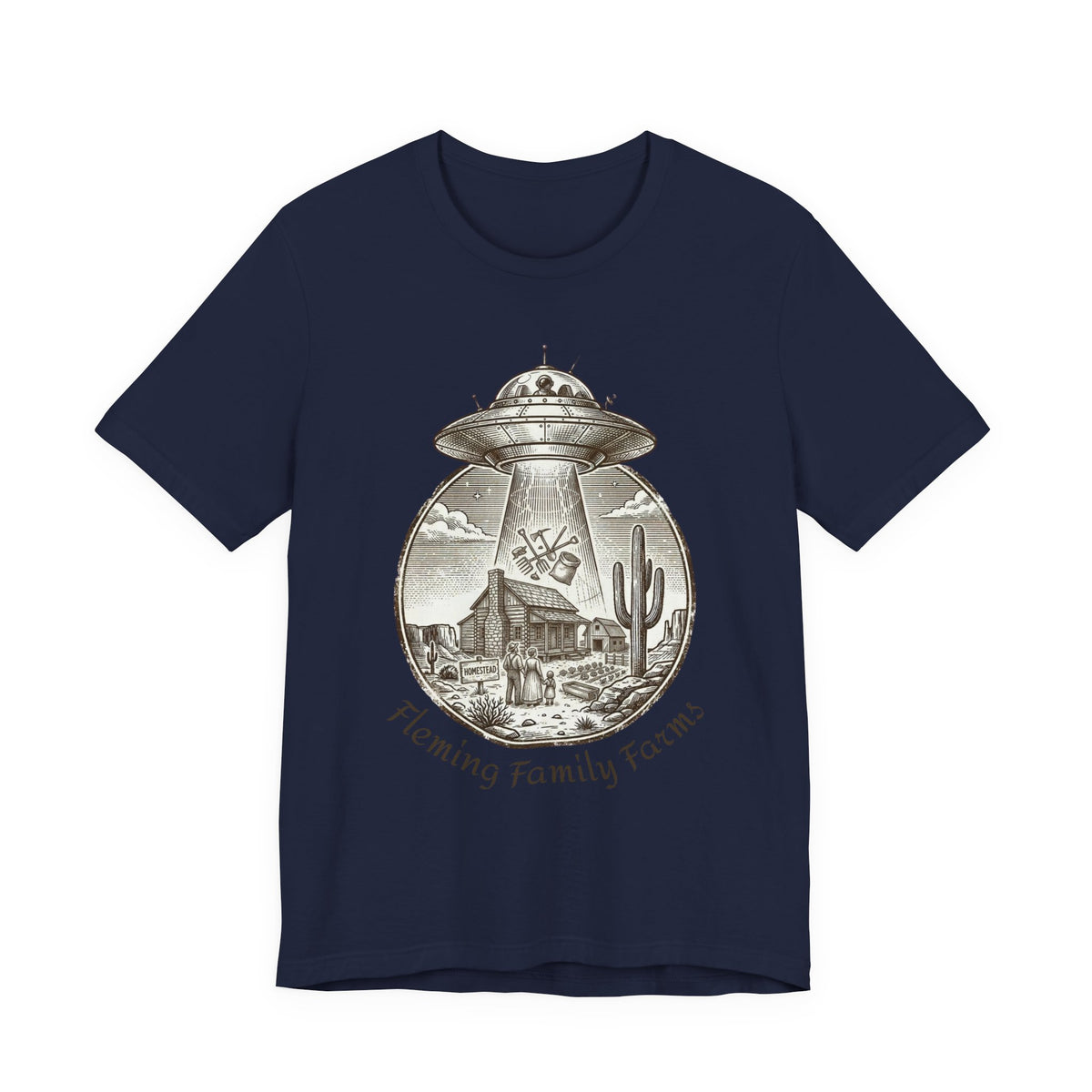Desert UFO Abduction Tee | Retro Southwestern Alien, Vintage Sci‑Fi Graphic