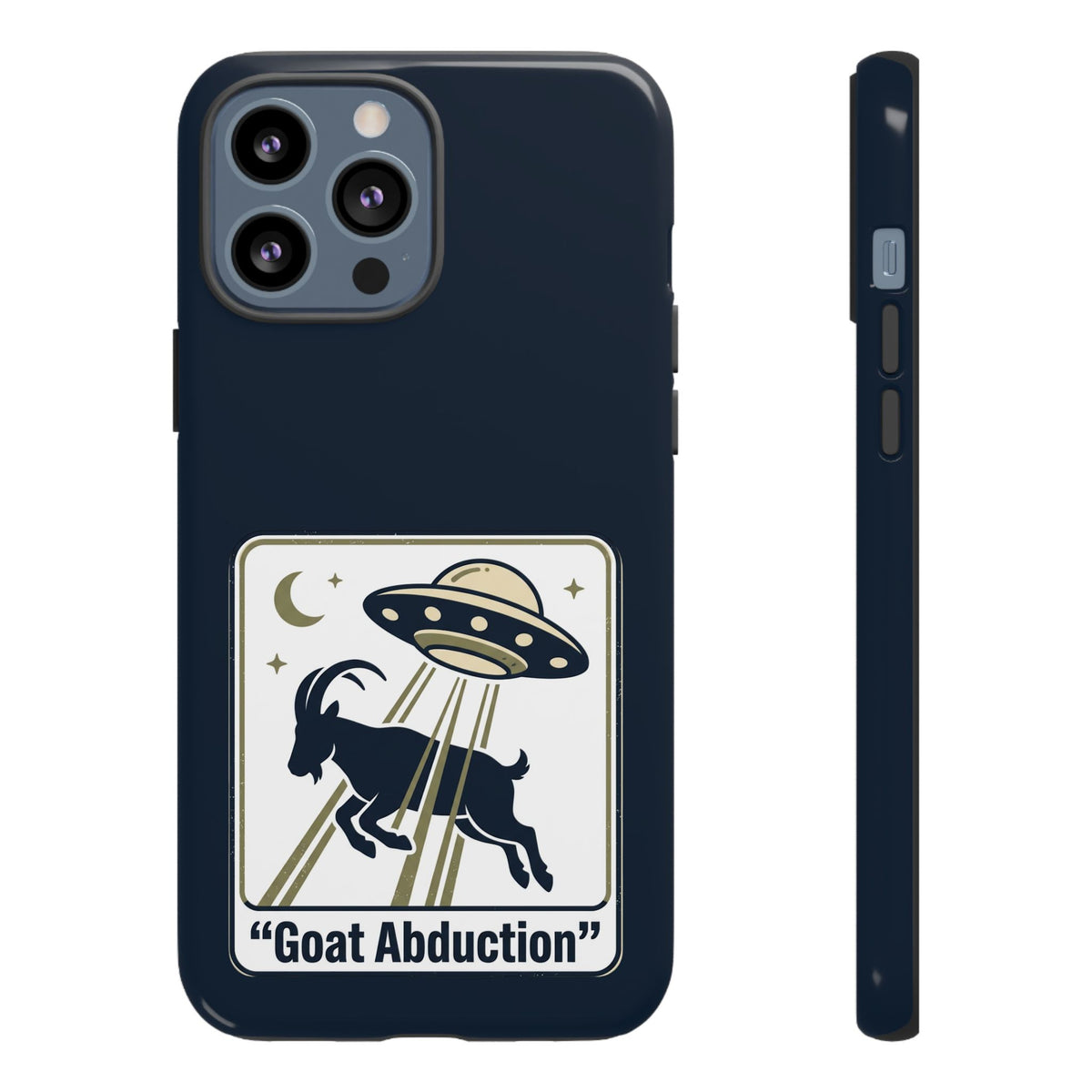 Goat Abduction Phone Case – Funny UFO Alien Goat Design, Novelty iPhone Cover