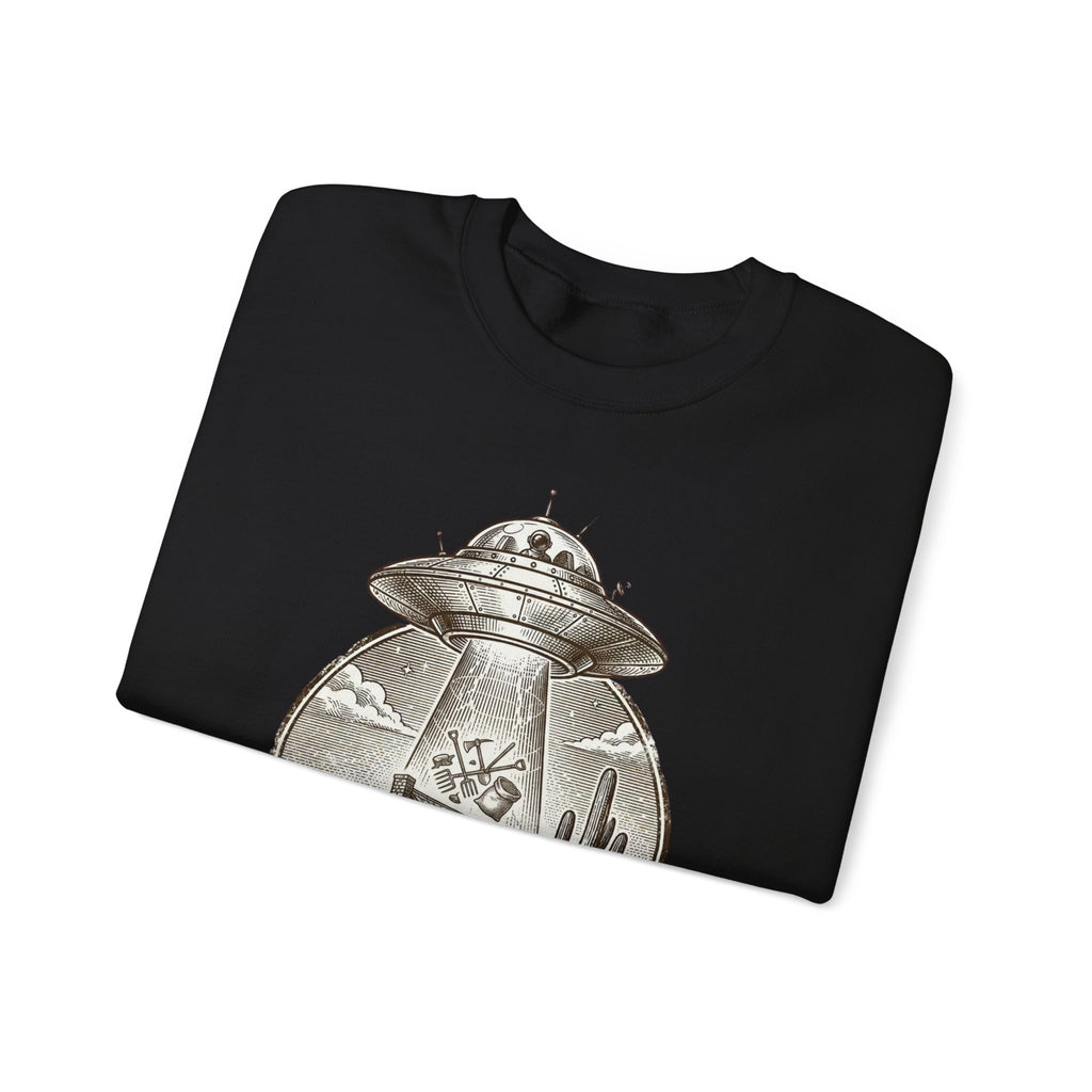 Desert UFO Abduction Crewneck Sweatshirt | Retro Southwestern Alien Graphic