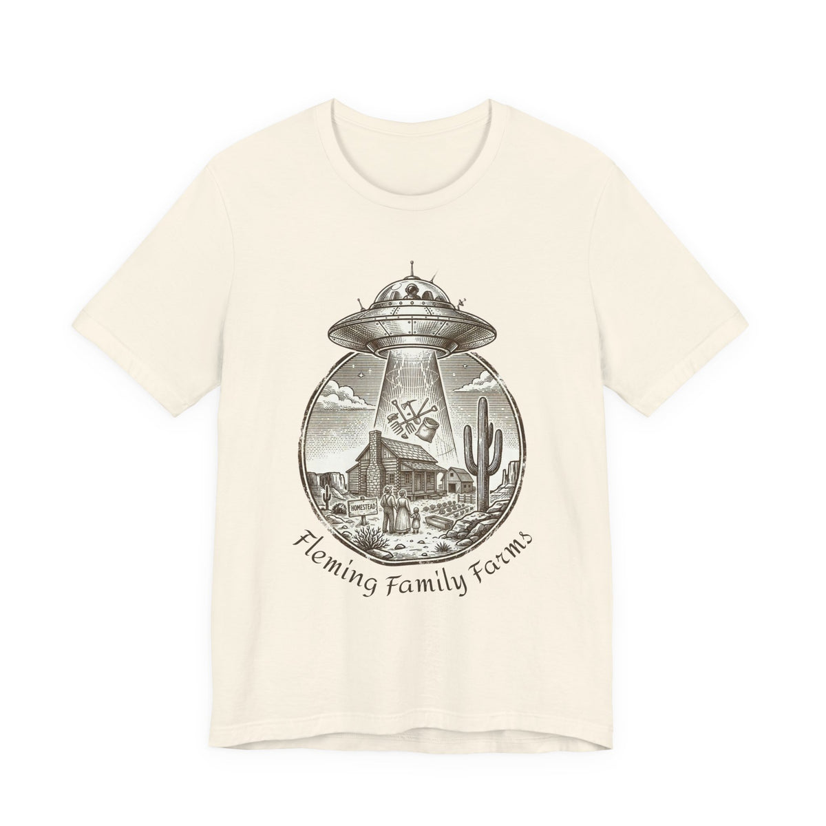 Desert UFO Abduction Tee | Retro Southwestern Alien, Vintage Sci‑Fi Graphic
