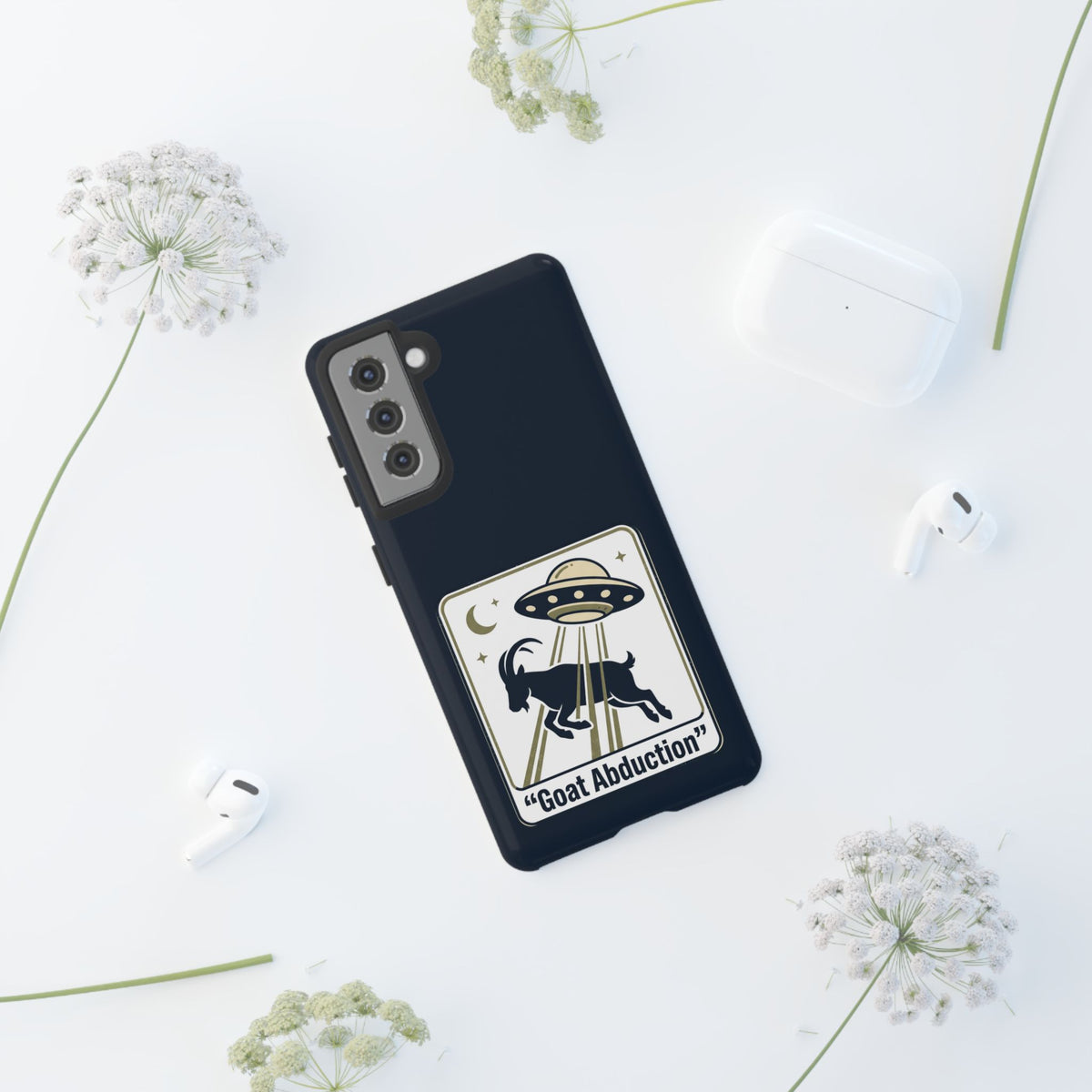 Goat Abduction Phone Case – Funny UFO Alien Goat Design, Novelty iPhone Cover