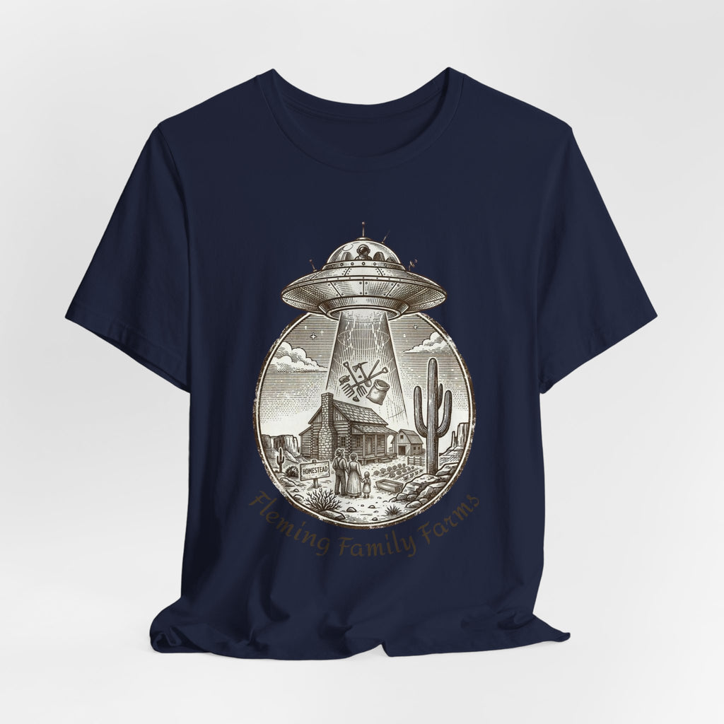 Desert UFO Abduction Tee | Retro Southwestern Alien, Vintage Sci‑Fi Graphic