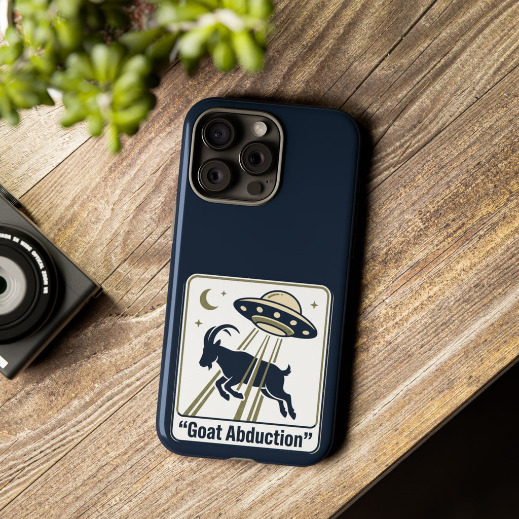 Goat Abduction Phone Case – Funny UFO Alien Goat Design, Novelty iPhone Cover