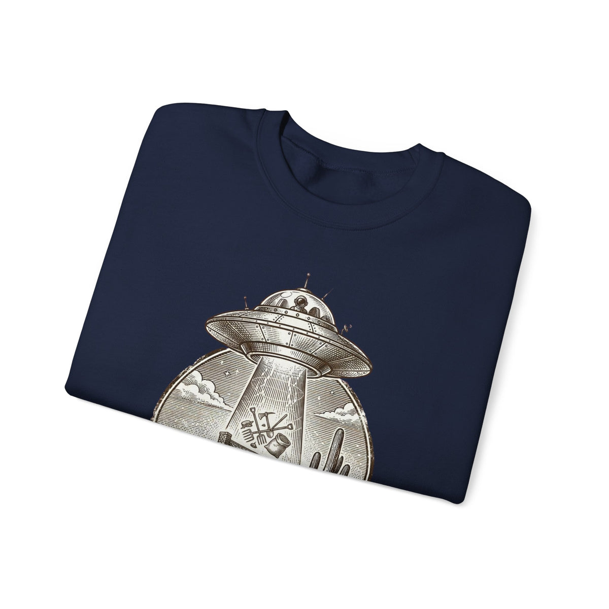 Desert UFO Abduction Crewneck Sweatshirt | Retro Southwestern Alien Graphic