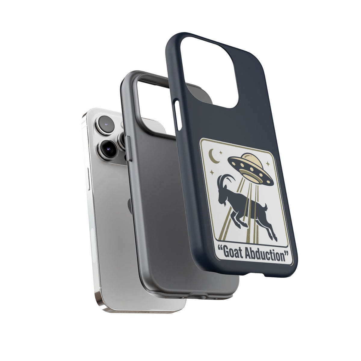 Goat Abduction Phone Case – Funny UFO Alien Goat Design, Novelty iPhone Cover