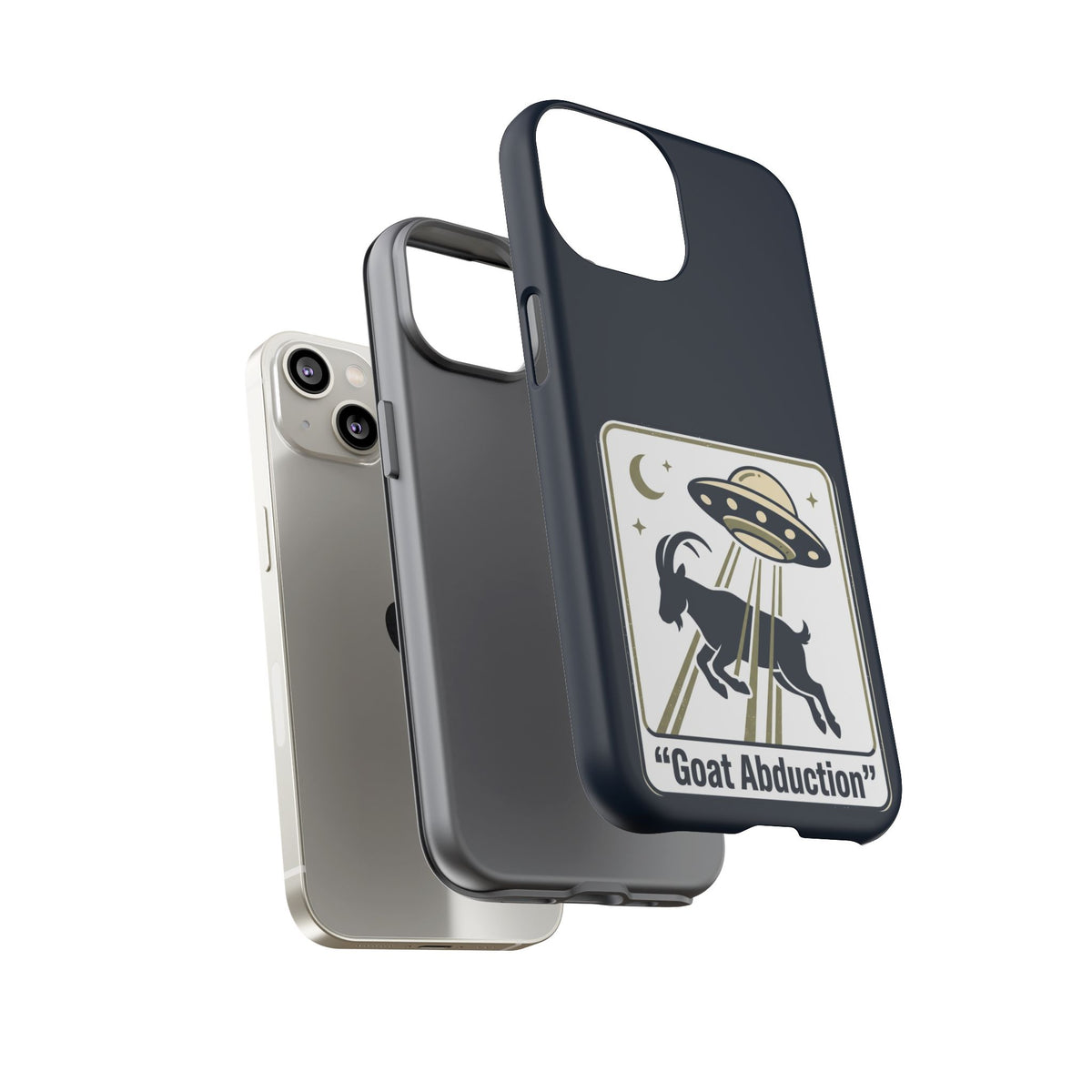 Goat Abduction Phone Case – Funny UFO Alien Goat Design, Novelty iPhone Cover
