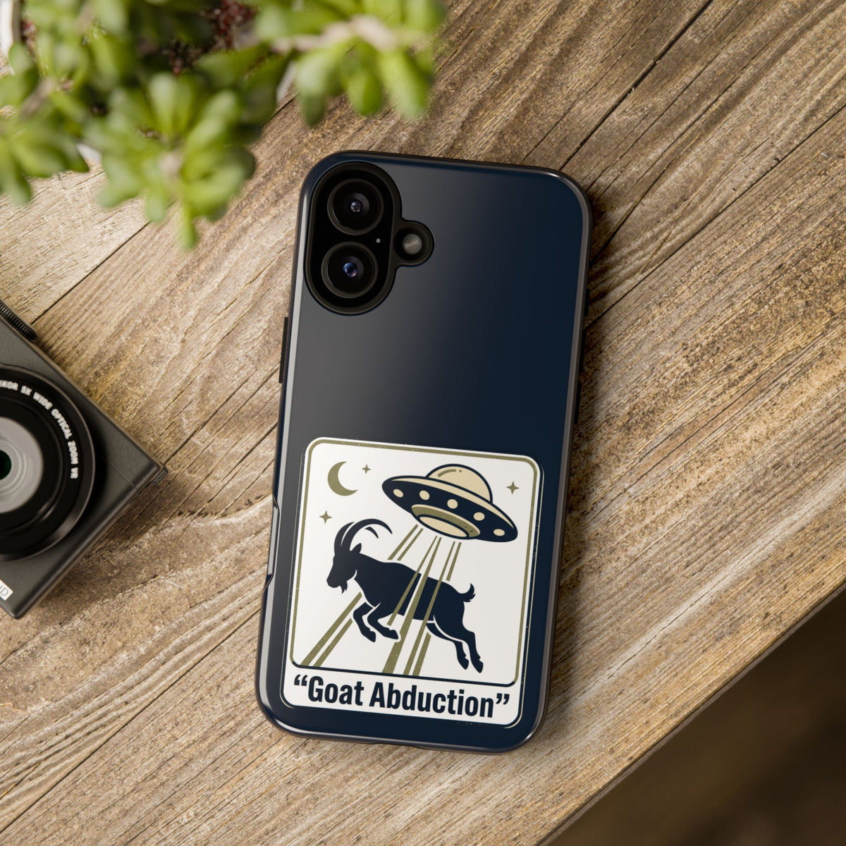 Goat Abduction Phone Case – Funny UFO Alien Goat Design, Novelty iPhone Cover