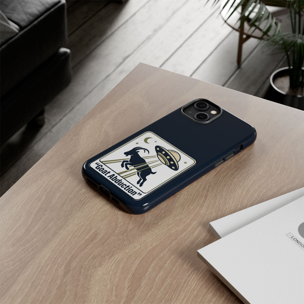 Goat Abduction Phone Case – Funny UFO Alien Goat Design, Novelty iPhone Cover