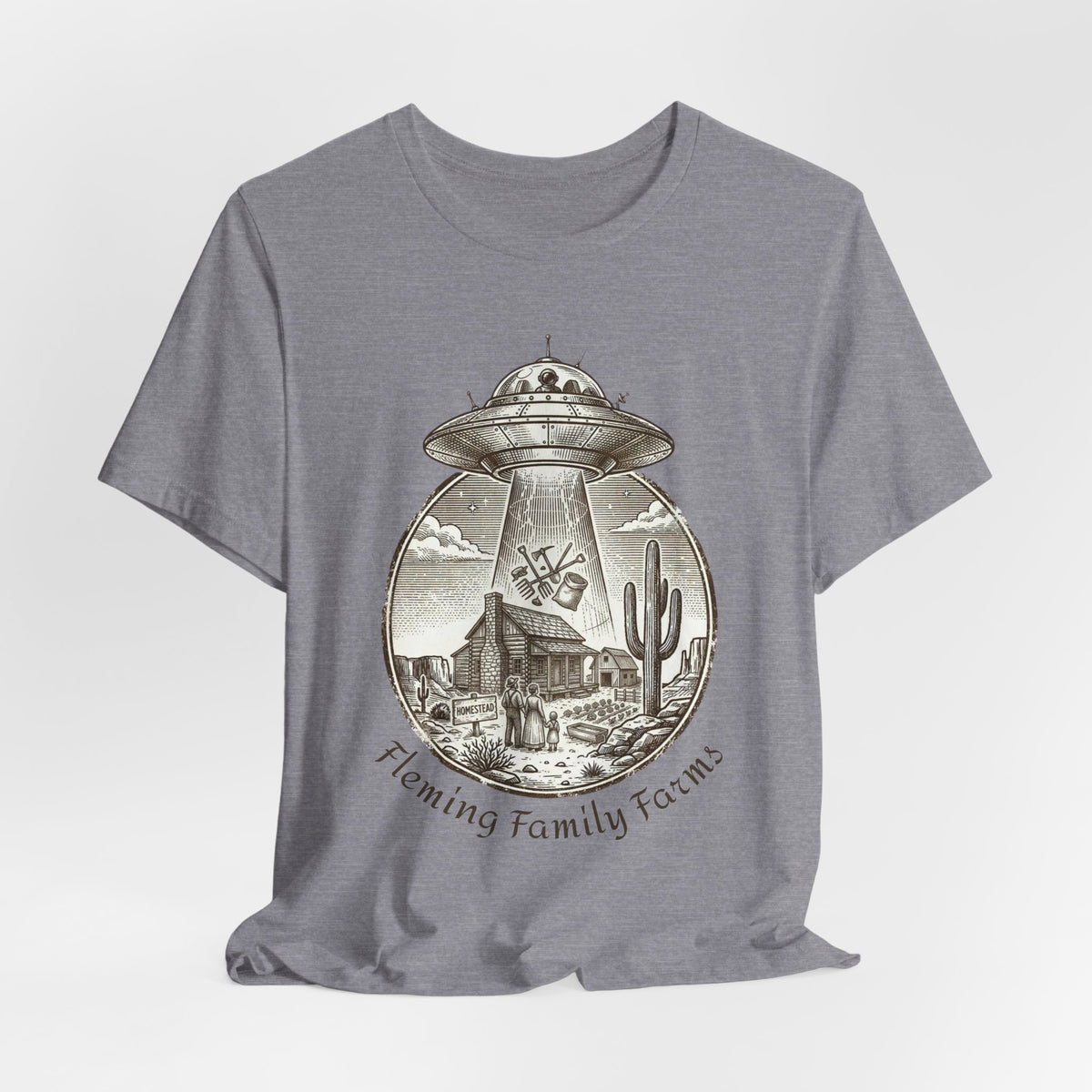 Desert UFO Abduction Tee | Retro Southwestern Alien, Vintage Sci‑Fi Graphic
