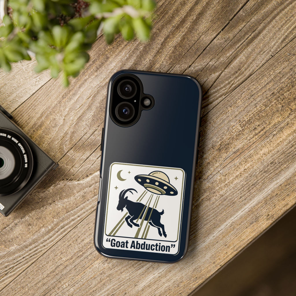 Goat Abduction Phone Case – Funny UFO Alien Goat Design, Novelty iPhone Cover