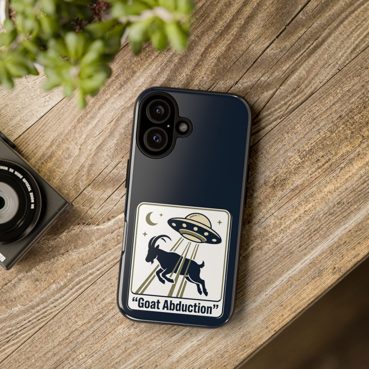 Goat Abduction Phone Case – Funny UFO Alien Goat Design, Novelty iPhone Cover