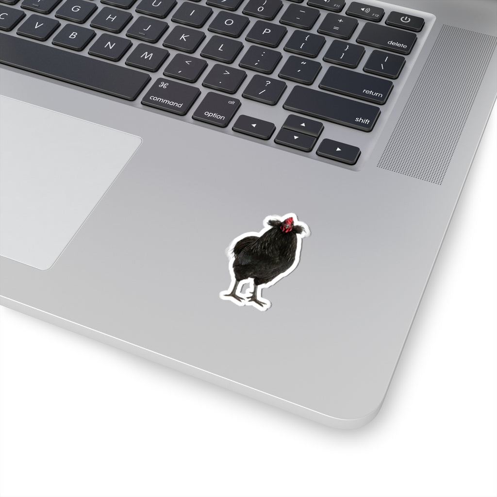 Black Chicken Sticker — Realistic Hen Kiss-Cut Vinyl Decal for Laptops & Water Bottles