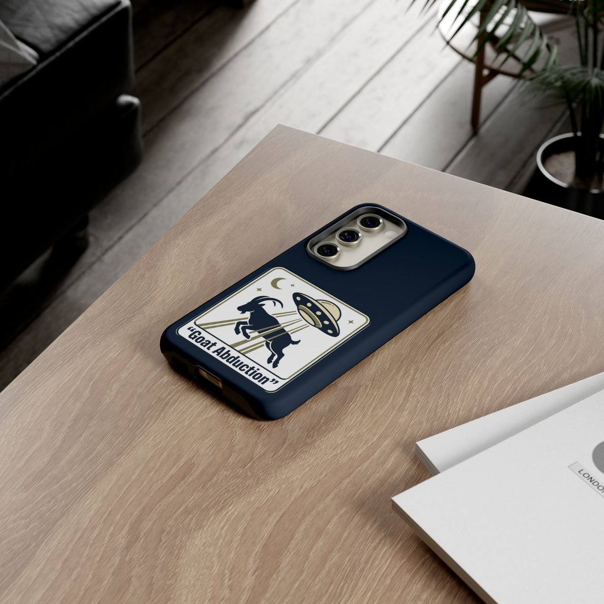 Goat Abduction Phone Case – Funny UFO Alien Goat Design, Novelty iPhone Cover