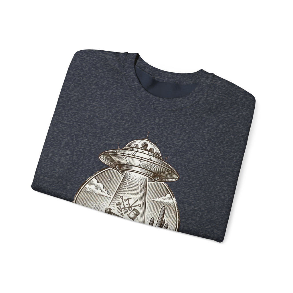 Desert UFO Abduction Crewneck Sweatshirt | Retro Southwestern Alien Graphic