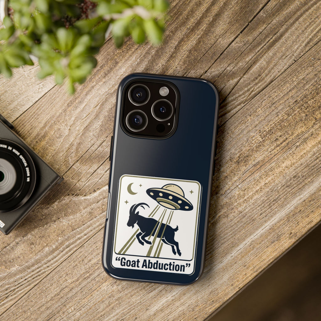 Goat Abduction Phone Case – Funny UFO Alien Goat Design, Novelty iPhone Cover
