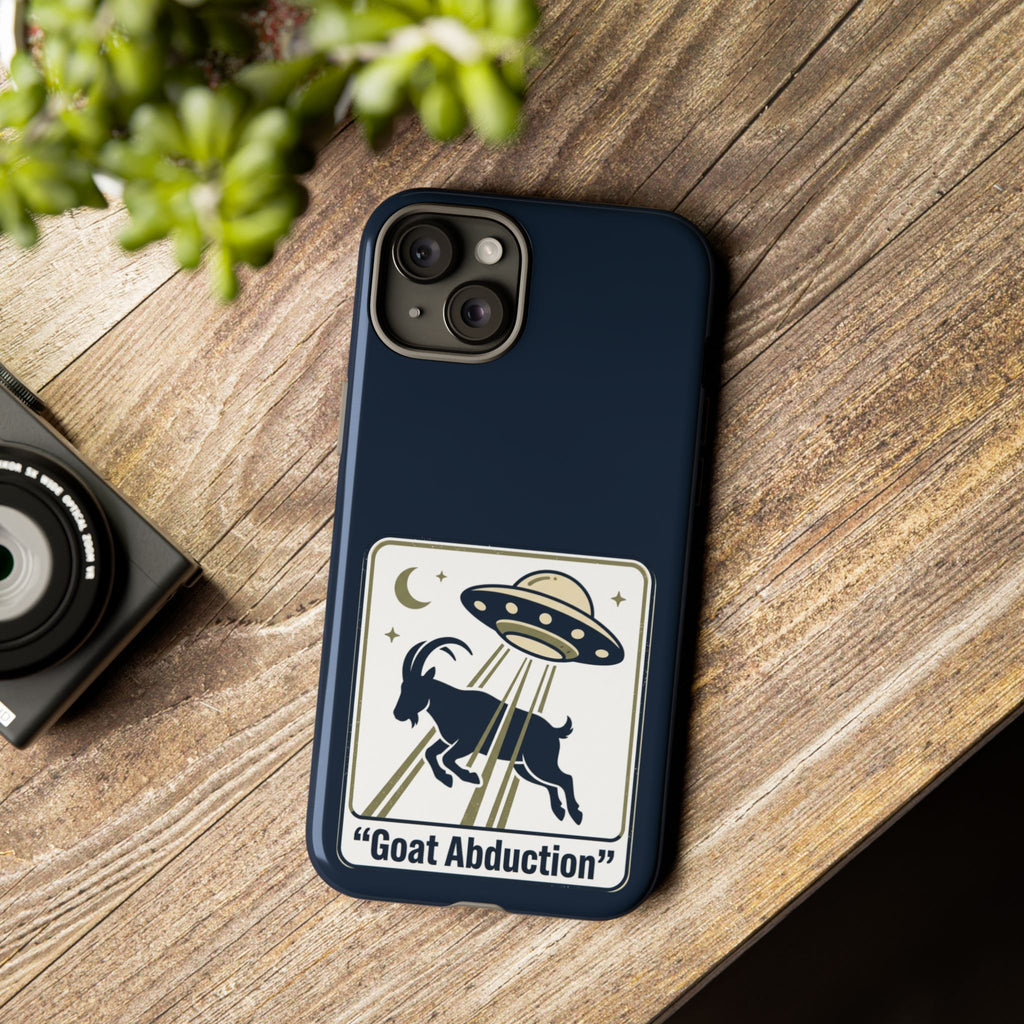Goat Abduction Phone Case – Funny UFO Alien Goat Design, Novelty iPhone Cover